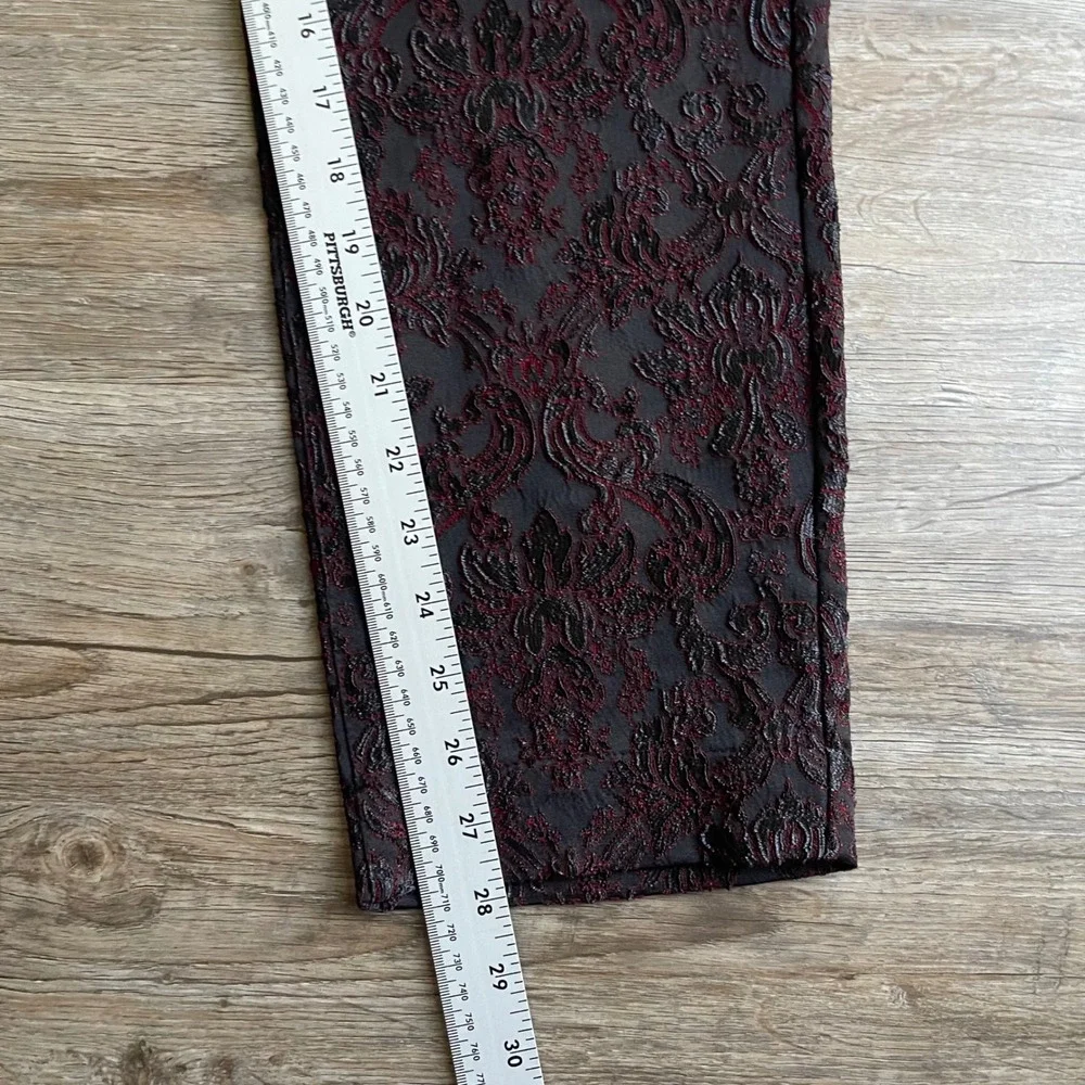 Soft Surroundings Brocade Pants Womens 8 Burgundy Damask Jacquard Goth Victorian